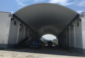 浙江舟山糧庫(kù)拱形波紋鋼屋蓋罩棚工程