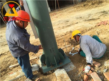 拱形屋頂下部使用無縫鋼管鋼柱結構